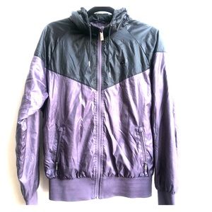 Nike zip up hooded windbreaker purple & charcoal